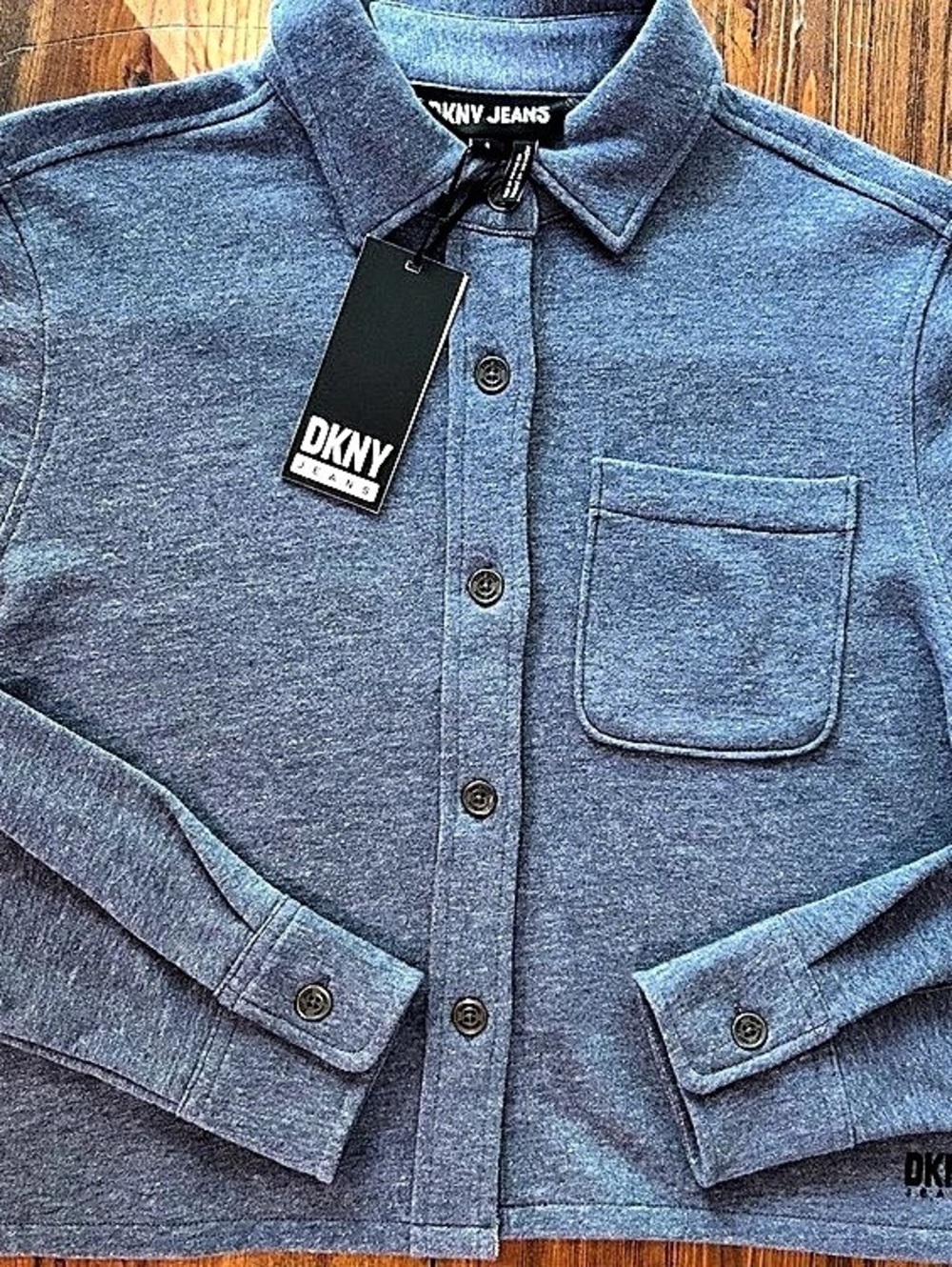 DKNY Jeans Denim-Look Shirt Jacket in Blue Size Small NWT